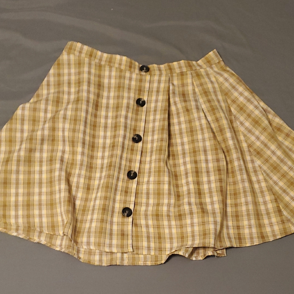 Plaid Button-Front Skirt